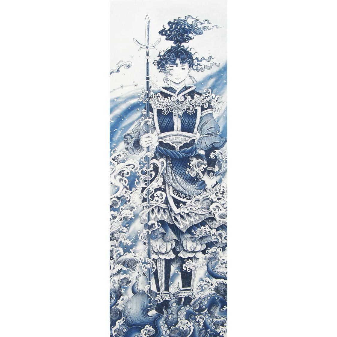 「海王の波颪」　2019　エッチング、アクアチント、ドライポント　75×26.5cm